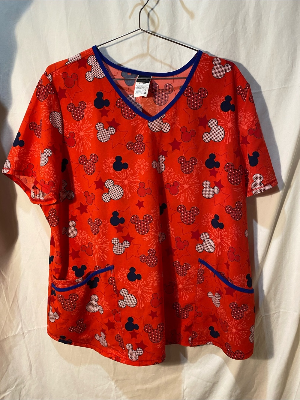 Disney Patriotic Red Mickey Print Shrubs top